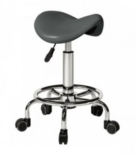 HOMCOM Salon Saddle Stool, Rolling Saddle Chair for Massage, Spa, Clinic, Beauty, Hairdressing and Tattoo, Grey