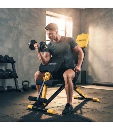 SPORTNOW Adjustable Weight Bench for Home Gym, 300kg Incline Decline Flat Foldable Bench Press with 6 Backrest Positions, Yellow