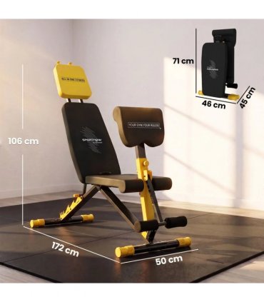 SPORTNOW Adjustable Weight Bench for Home Gym, 300kg Incline Decline Flat Foldable Bench Press with 6 Backrest Positions, Yellow