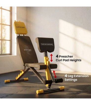 SPORTNOW Adjustable Weight Bench for Home Gym, 300kg Incline Decline Flat Foldable Bench Press with 6 Backrest Positions, Yellow