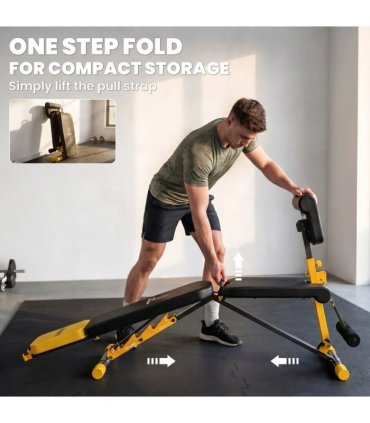 SPORTNOW Adjustable Weight Bench for Home Gym, 300kg Incline Decline Flat Foldable Bench Press with 6 Backrest Positions, Yellow