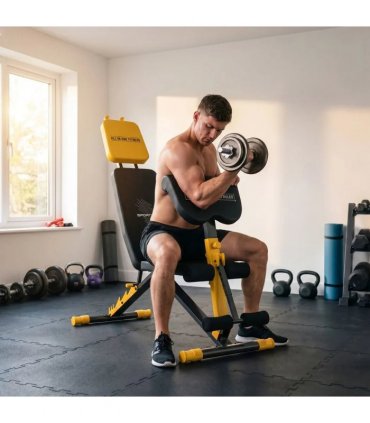 SPORTNOW Adjustable Weight Bench for Home Gym, 300kg Incline Decline Flat Foldable Bench Press with 6 Backrest Positions, Yellow
