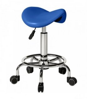 HOMCOM Salon Saddle Stool, Rolling Saddle Chair for Massage, Spa, Clinic, Beauty, Hairdressing and Tattoo, Blue