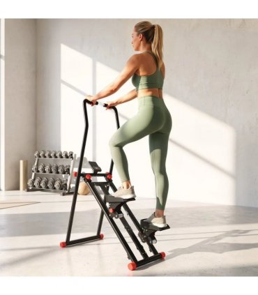 SPORTNOW Stair Stepper for Home Gym with 3 Resistances, Foldable Vertical Stair Climber with Adjustable Handlebar, LCD Monitor