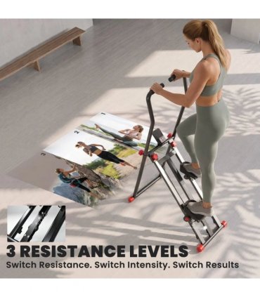 SPORTNOW Stair Stepper for Home Gym with 3 Resistances, Foldable Vertical Stair Climber with Adjustable Handlebar, LCD Monitor