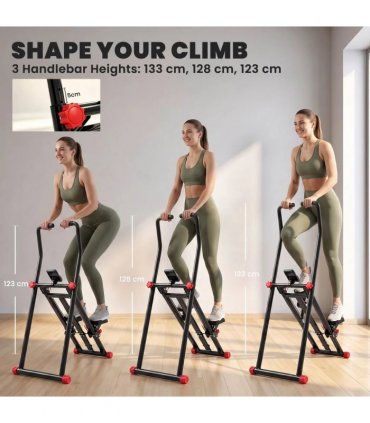 SPORTNOW Stair Stepper for Home Gym with 3 Resistances, Foldable Vertical Stair Climber with Adjustable Handlebar, LCD Monitor