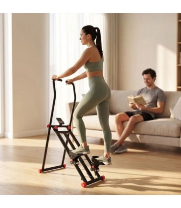 SPORTNOW Stair Stepper for Home Gym with 3 Resistances, Foldable Vertical Stair Climber with Adjustable Handlebar, LCD Monitor