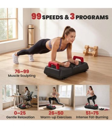 SPORTNOW Vibration Plate Exercise Machine with 99 Speed Levels, 3 Programs, Quiet Vibrating Plate with Resistance Bands