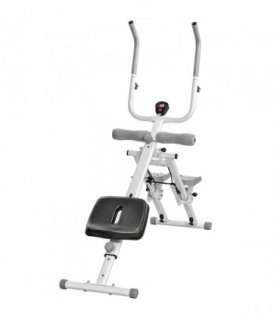 SPORTNOW 2-in-1 Ab Machine and Stair Stepper, Foldable Ab Trainer and Climbing Machine with LCD Monitor for Home Gym, White
