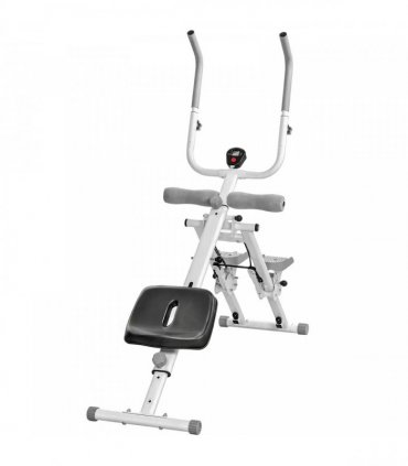 SPORTNOW 2-in-1 Ab Machine and Stair Stepper, Foldable Ab Trainer and Climbing Machine with LCD Monitor for Home Gym, White