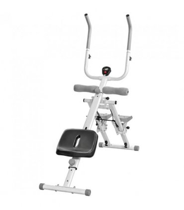 SPORTNOW 2-in-1 Ab Machine and Stair Stepper, Foldable Ab Trainer and Climbing Machine with LCD Monitor for Home Gym, White