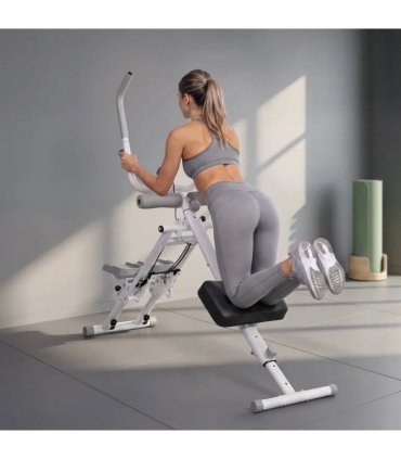 SPORTNOW 2-in-1 Ab Machine and Stair Stepper, Foldable Ab Trainer and Climbing Machine with LCD Monitor for Home Gym, White