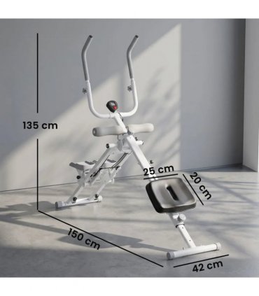 SPORTNOW 2-in-1 Ab Machine and Stair Stepper, Foldable Ab Trainer and Climbing Machine with LCD Monitor for Home Gym, White