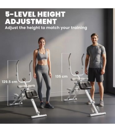 SPORTNOW 2-in-1 Ab Machine and Stair Stepper, Foldable Ab Trainer and Climbing Machine with LCD Monitor for Home Gym, White