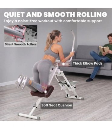 SPORTNOW 2-in-1 Ab Machine and Stair Stepper, Foldable Ab Trainer and Climbing Machine with LCD Monitor for Home Gym, White
