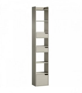 HOMCOM Bookcase Tall Narrow with 5 Tiers and Drawers Freestanding Bookshelf Storage Cabinet for Living Room Grey
