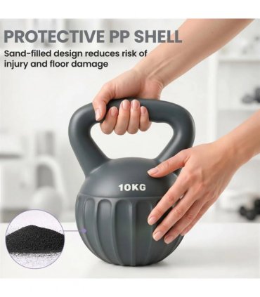 SPORTNOW Kettlebell for Strength Training Kettle Bell with Non-Slip Handle 10 kg Grey