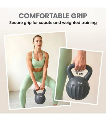 SPORTNOW Kettlebell for Strength Training Kettle Bell with Non-Slip Handle 10 kg Grey