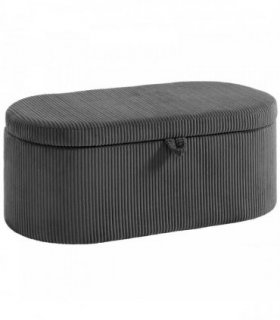 HOMCOM Storage Ottoman, Corduroy Upholstered Ottoman Storage Box with Padded Seat, 105 x 51 x 49 cm, Dark Grey