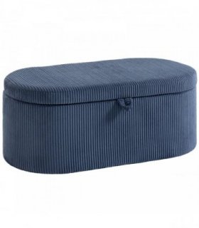HOMCOM Storage Ottoman, Corduroy Upholstered Ottoman Storage Box with Padded Seat, 105 x 51 x 49 cm, Blue
