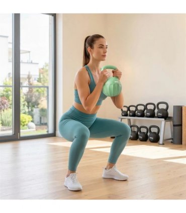 SPORTNOW Kettlebell for Strength Training Kettle Bell with Non-Slip Handle 8 kg Green