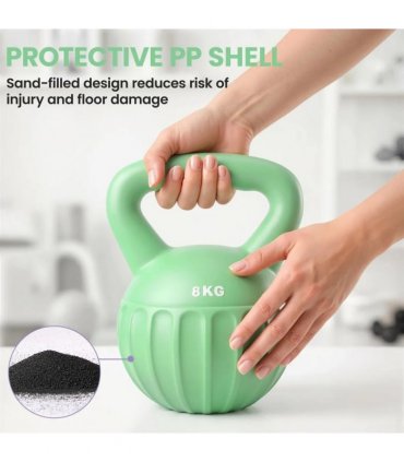 SPORTNOW Kettlebell for Strength Training Kettle Bell with Non-Slip Handle 8 kg Green