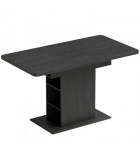 HOMCOM Extendable Dining Table for 4-6 People, 110-130cm Kitchen Table with 6 Open Shelves, Black