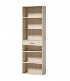 HOMCOM Bookcase Narrow Tall Space-Saving Bookshelf Drawer Open Shelves 60 x 24 x 182 cm Oak Wood Effect