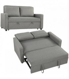 HOMCOM Double Sofa Bed Click Clack Sofa Bed Pull Out Bed with Adjustable Backrest for Living Room and Bedroom Grey