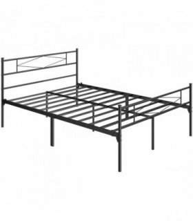HOMCOM 4ft6 Double Bed Frame with Headboard and Footboard, Metal Platform Bed Frame with 32 cm Underbed Storage, Black