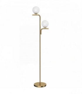 HOMCOM LED Floor Lamp, Modern Standing Lamp with 3 Colour Temperatures, Globe Glass Shades and Foot Switch, Gold Tone