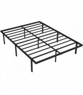 HOMCOM 4ft6 Double Bed Frame with Underbed Storage, Metal Platform Bed Frame with Steel Slat Support, No Box Spring Needed
