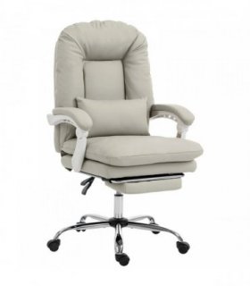 HOMCOM Ergonomic Executive Office Chair, Reclining Desk Chair with Lumbar Support, Footrest, Plush Thick Cushion, Khaki