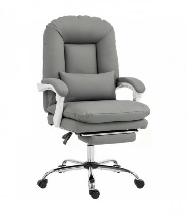 HOMCOM Ergonomic Executive Office Chair, Reclining Desk Chair with Lumbar Support, Footrest, Plush Thick Cushion, Grey