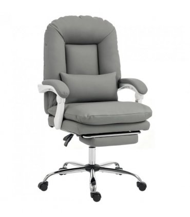 HOMCOM Ergonomic Executive Office Chair, Reclining Desk Chair with Lumbar Support, Footrest, Plush Thick Cushion, Grey