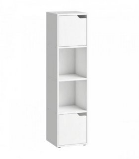 HOMCOM Narrow Bookcase, 4-Tier Bookshelf, Storage Cabinet with doors for Living Room, Bedroom, White