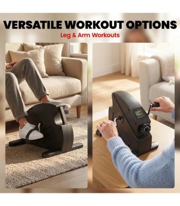 SPORTNOW Mini Exercise Bike with Stepless Adjustable Resistance, LCD Display and 4-Level Pedal Straps for Home Workout, Black
