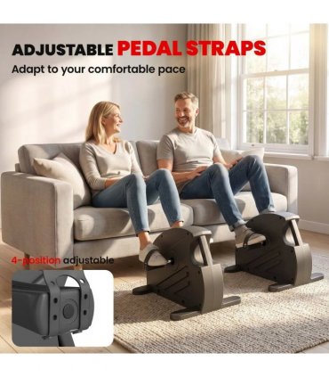 SPORTNOW Mini Exercise Bike with Stepless Adjustable Resistance, LCD Display and 4-Level Pedal Straps for Home Workout, Black