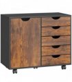 HOMCOM Multi-Storage Mobile Office Storage Cabinet - Rustic Brown