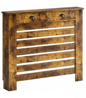 HOMCOM 95.5H x 111Wcm Radiator Cover, with Drawer - Rustic Brown