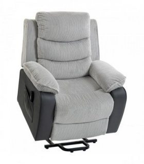 HOMCOM Overstuffed Corduroy Electric Lift Recliner Chair - Light Grey