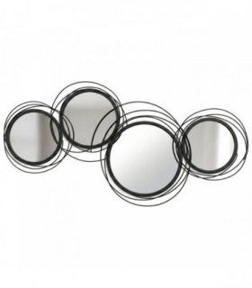HOMCOM Metal Wall Art 56cm Modern Decorative Mirror Decor for Living Room Bedroom Dining Room, Black