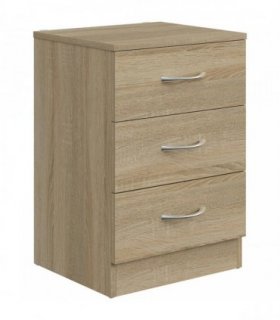HOMCOM Three-Drawer Simple Bedside Table - Oak