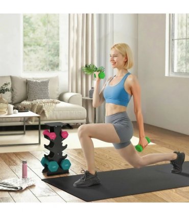 SPORTNOW Hex Dumbbells Set with Dumbbell Rack, Non Slip Hand Weights for Home Gym Strength Training, 2 x 1kg, 2 x 3kg, 2 x 5kg