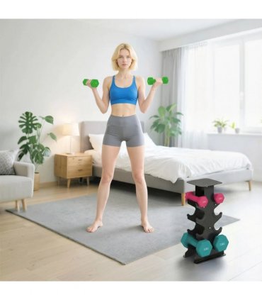 SPORTNOW Hex Dumbbells Set with Dumbbell Rack, Non Slip Hand Weights for Home Gym Strength Training, 2 x 1kg, 2 x 3kg, 2 x 5kg