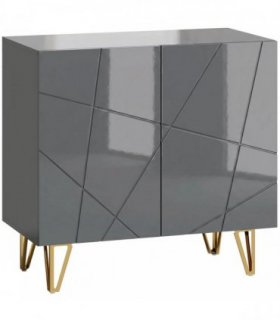 HOMCOM Modern Luxe High Gloss Sideboard, with Hairpin Legs - Grey