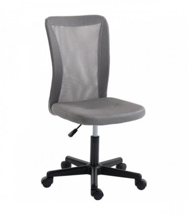 Vinsetto Computer Desk Chair, Mesh Office Chair with Adjustable Height and Swivel Wheels, Armless Study Chair, Grey