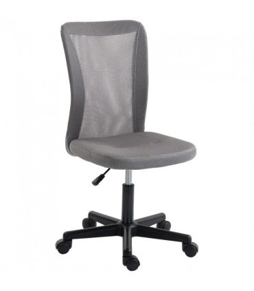Vinsetto Computer Desk Chair, Mesh Office Chair with Adjustable Height and Swivel Wheels, Armless Study Chair, Grey