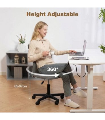Vinsetto Computer Desk Chair, Mesh Office Chair with Adjustable Height and Swivel Wheels, Armless Study Chair, Grey