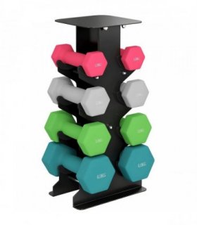 SPORTNOW Hex Dumbbells Set with Dumbbell Rack, Hand Weights for Home Gym Strength Training, 2 x 1kg, 2 x 2kg, 2 x 3kg, 2 x 4kg